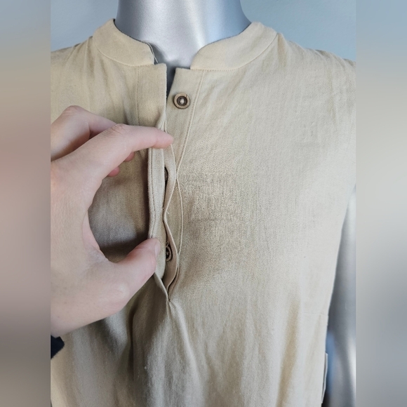 Anne Klein NWT Women's Size L Khaki Beige Linen Blend Sleeveless Midi Dress - Picture 4 of 14